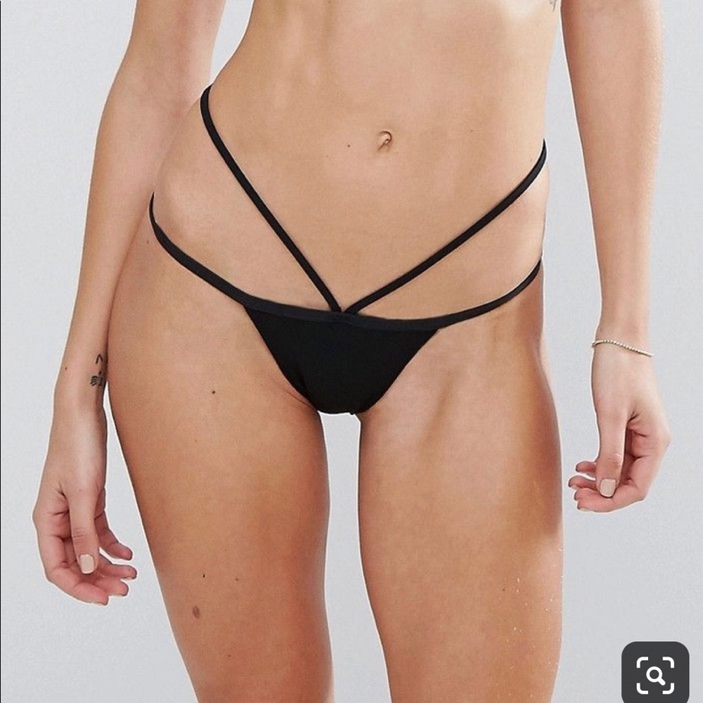NEW! Minimal Black Strappy Cheeky Bikini Bottom